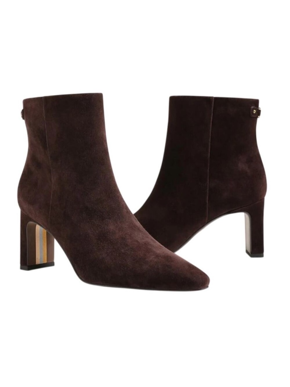 SAM EDELMAN Womens 11 Dark Brown Suede Saige Ankle Boots Block Heels